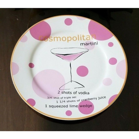 Rosanna Flavored Martinis Four 8" Cocktail Plates Box Set NOS - Picture 2 of 8
